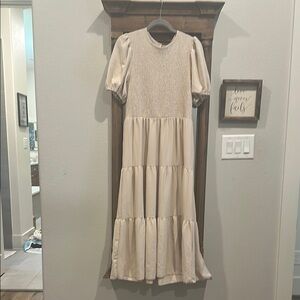 Cream Tiered Maxi Dress